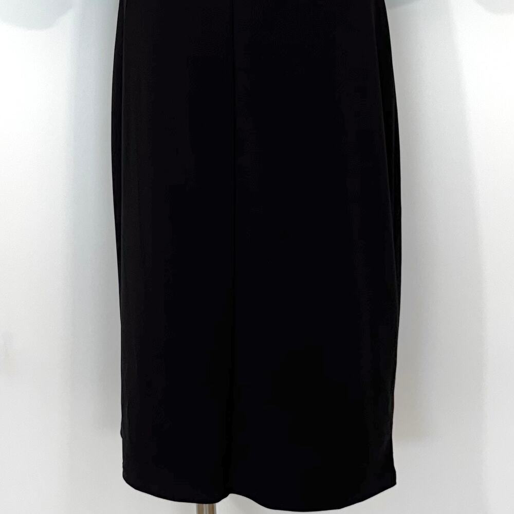 WHBM Wrap Ruched Sheath Dress 3/4 Sleeves Black L - Picture 8 of 10